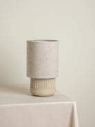 Enza Small Warm White Ribbed Concrete Table Lamp