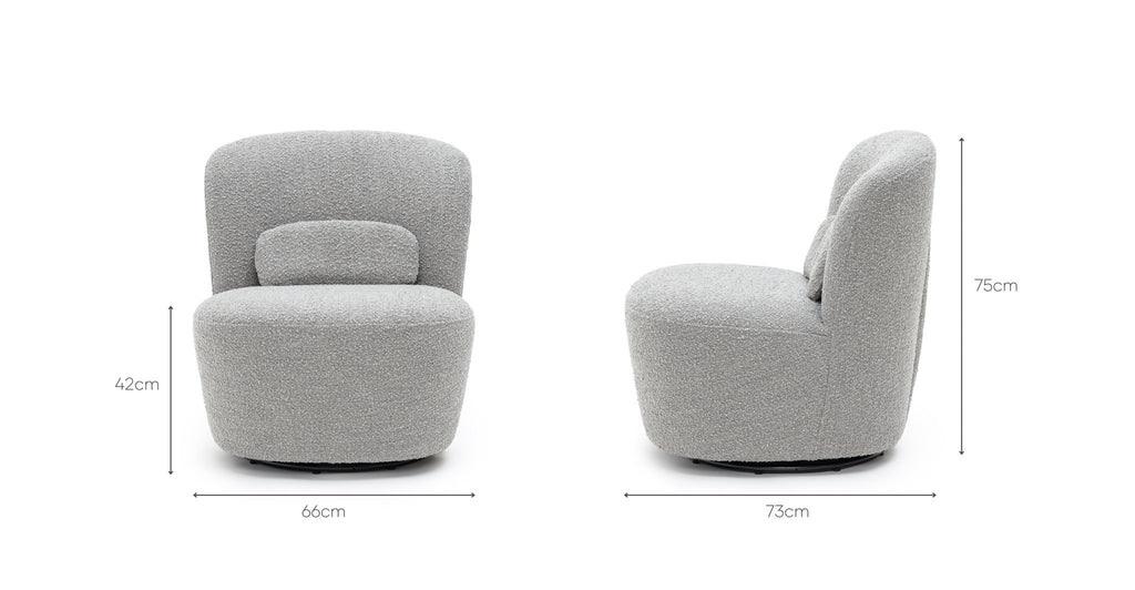 Erin Swivel Accent Chair - Grey Boucle.