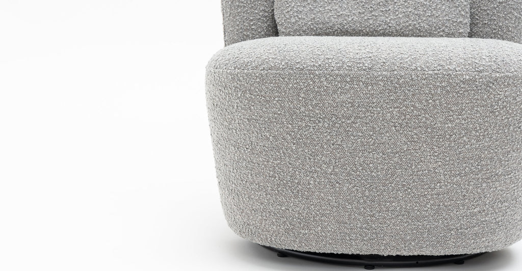 Erin Swivel Accent Chair - Grey Boucle.