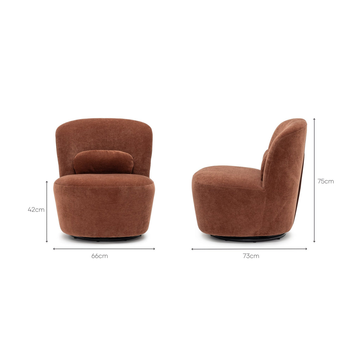 Erin Swivel Accent Chair - Rust Velvet