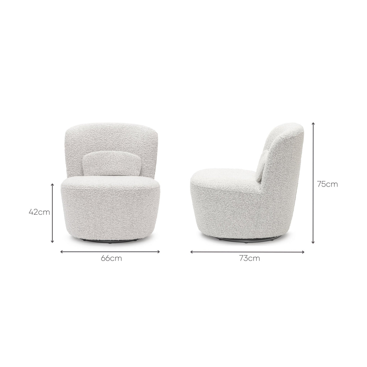 Erin Swivel Accent Chair - Salt & Pepper Bouclï¿