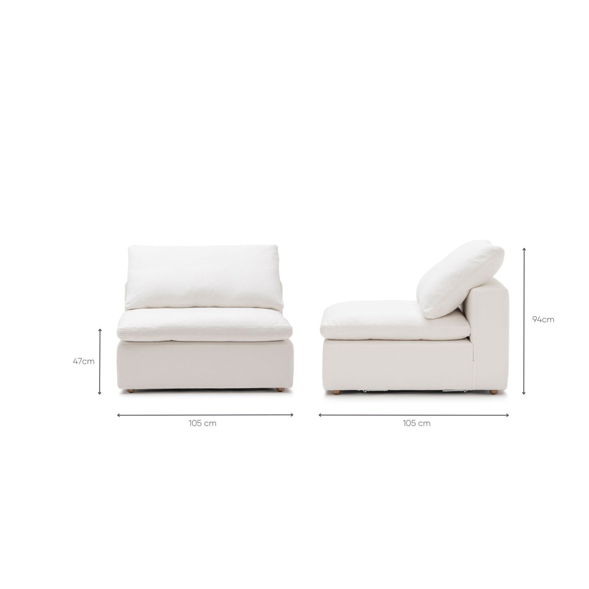 Feather Cloud Armless - Off White - Modular Sofas Loom Collection Loom Collection Dubai