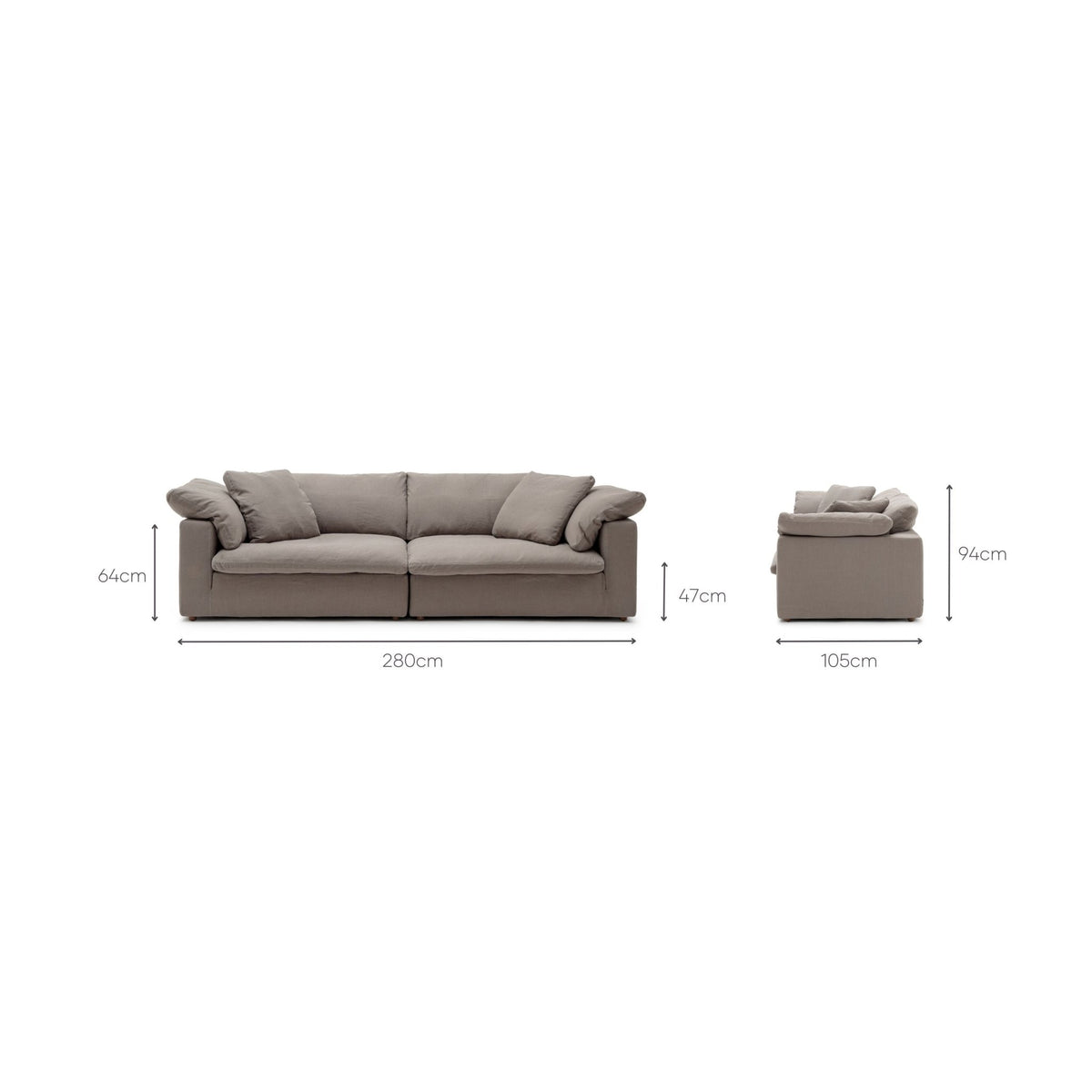 Feather Cloud Daybed Sofa - Mineral - Modular Sofas Loom Collection Loom Collection Dubai