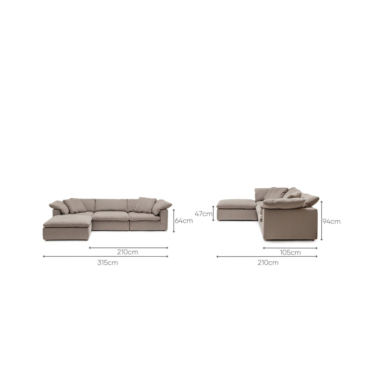 Feather Cloud Sofa - Mineral - Modular Sofas Loom Collection Loom Collection Dubai