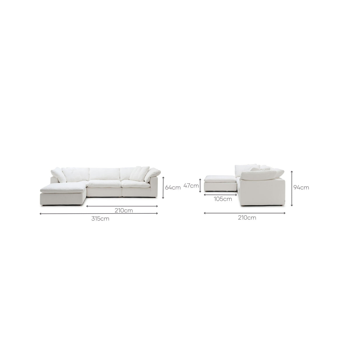 Feather Cloud Sofa - Off White - Modular Sofas Loom Collection Loom Collection Dubai