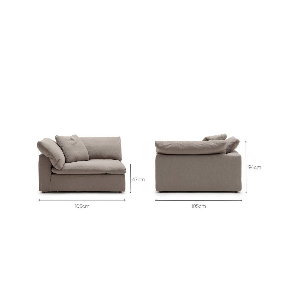 Feather Cloud XL Left Arm - Mineral - Modular Sofas Loom Collection Loom Collection Dubai