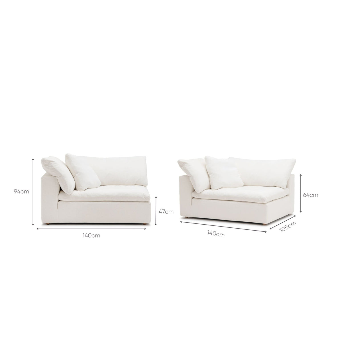 Feather Cloud XL Left Arm - Off White - Modular Sofas Loom Collection Loom Collection Dubai