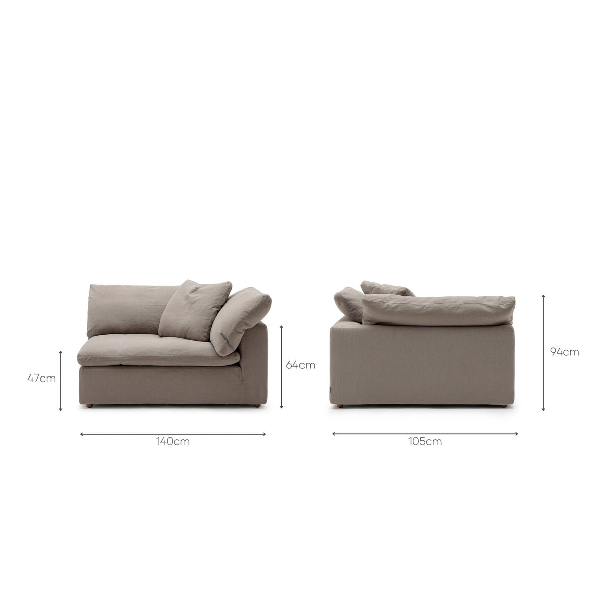 Feather Cloud XL Right Arm - Mineral - Modular Sofas Loom Collection Loom Collection Dubai