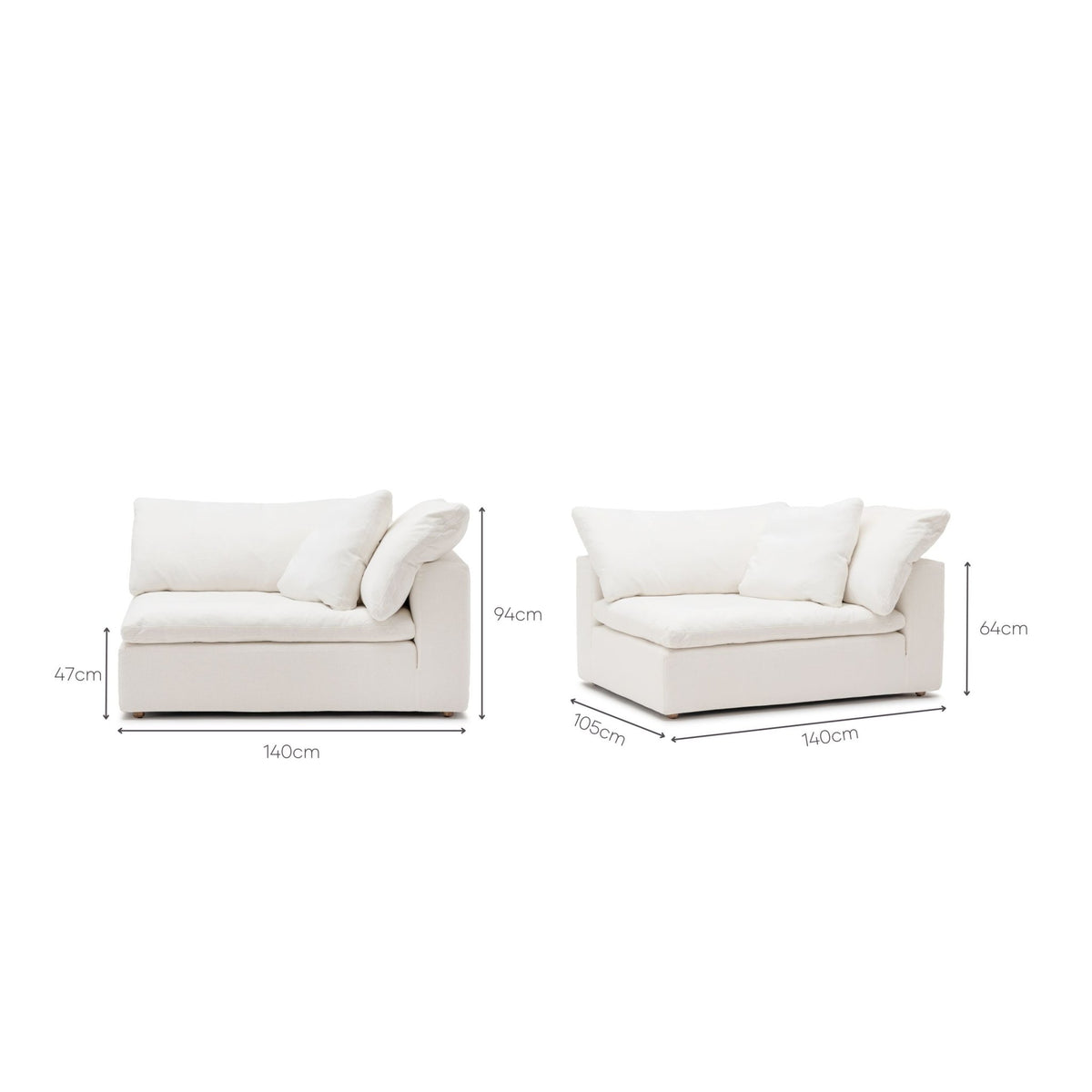 Feather Cloud XL Right Arm - Off White - Modular Sofas Loom Collection Loom Collection Dubai