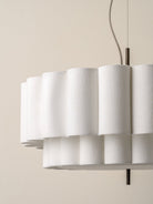 Folia - Large Scalloped Natural Linen Pendant