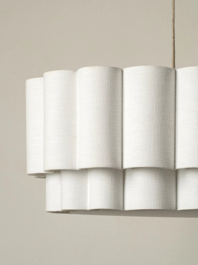 Folia - Oval Scalloped Natural Linen Pendant - Ceiling Lights Lights&Lamps Loom Collection Dubai