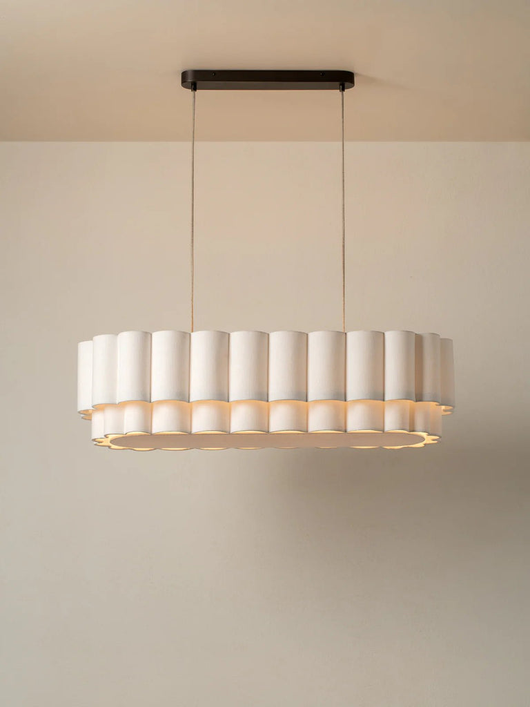 Folia - Oval Scalloped Natural Linen Pendant - Ceiling Lights Lights&Lamps Loom Collection Dubai
