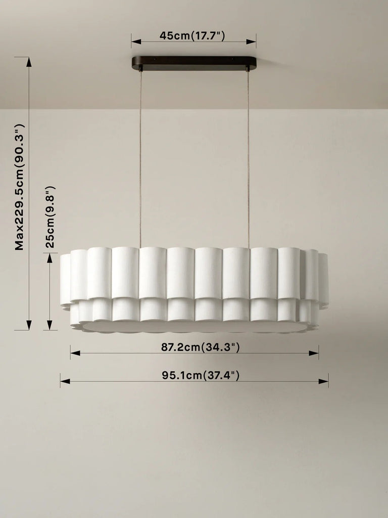 Folia - Oval Scalloped Natural Linen Pendant - Ceiling Lights Lights&Lamps Loom Collection Dubai