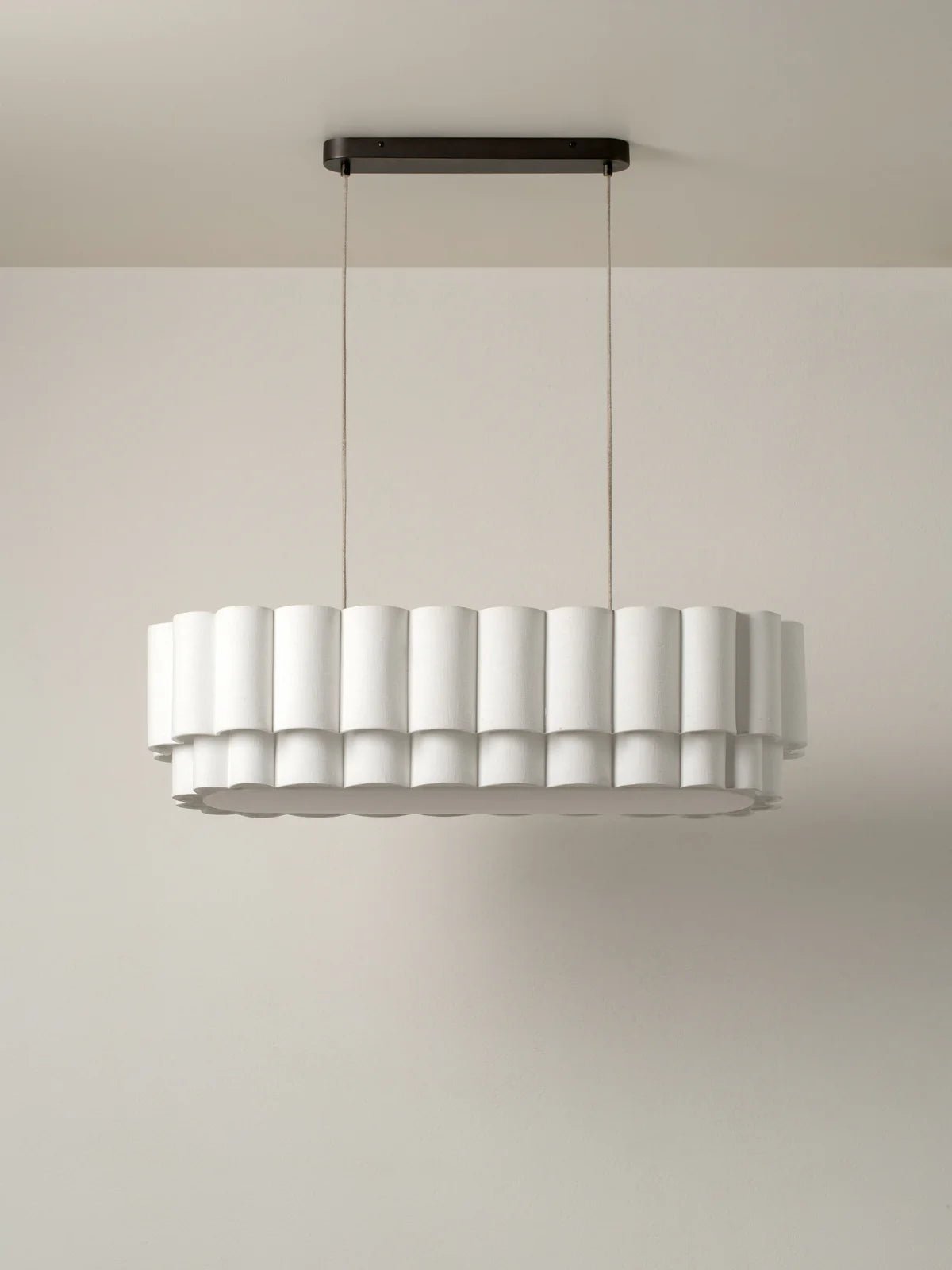 Folia - Oval Scalloped Natural Linen Pendant - Ceiling Lights Lights&Lamps Loom Collection Dubai