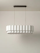Folia - Oval Scalloped Natural Linen Pendant - Ceiling Lights Lights&Lamps Loom Collection Dubai