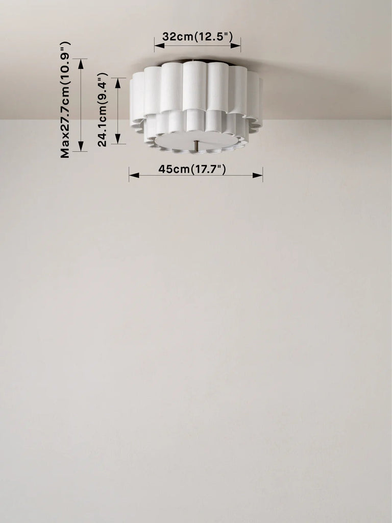 Folia - Scalloped Natural Linen Flush Pendant - Ceiling Lights Lights&Lamps Loom Collection Dubai