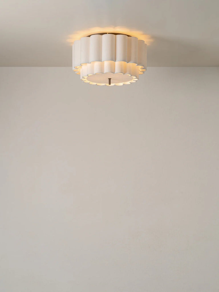 Folia - Scalloped Natural Linen Flush Pendant - Ceiling Lights Lights&Lamps Loom Collection Dubai