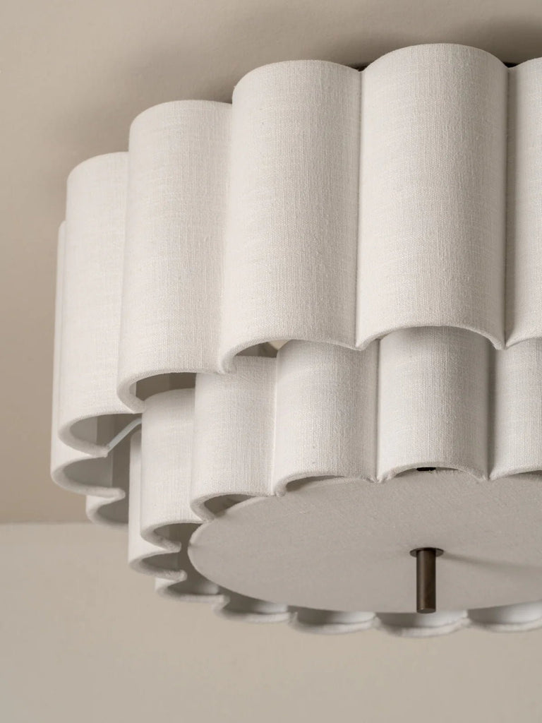 Folia - Scalloped Natural Linen Flush Pendant - Ceiling Lights Lights&Lamps Loom Collection Dubai