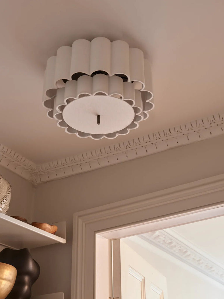 Folia - Scalloped Natural Linen Flush Pendant - Ceiling Lights Lights&Lamps Loom Collection Dubai