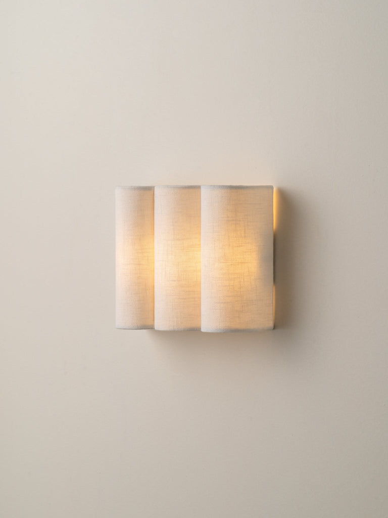 Folia - Scalloped Natural Linen Wall Light.