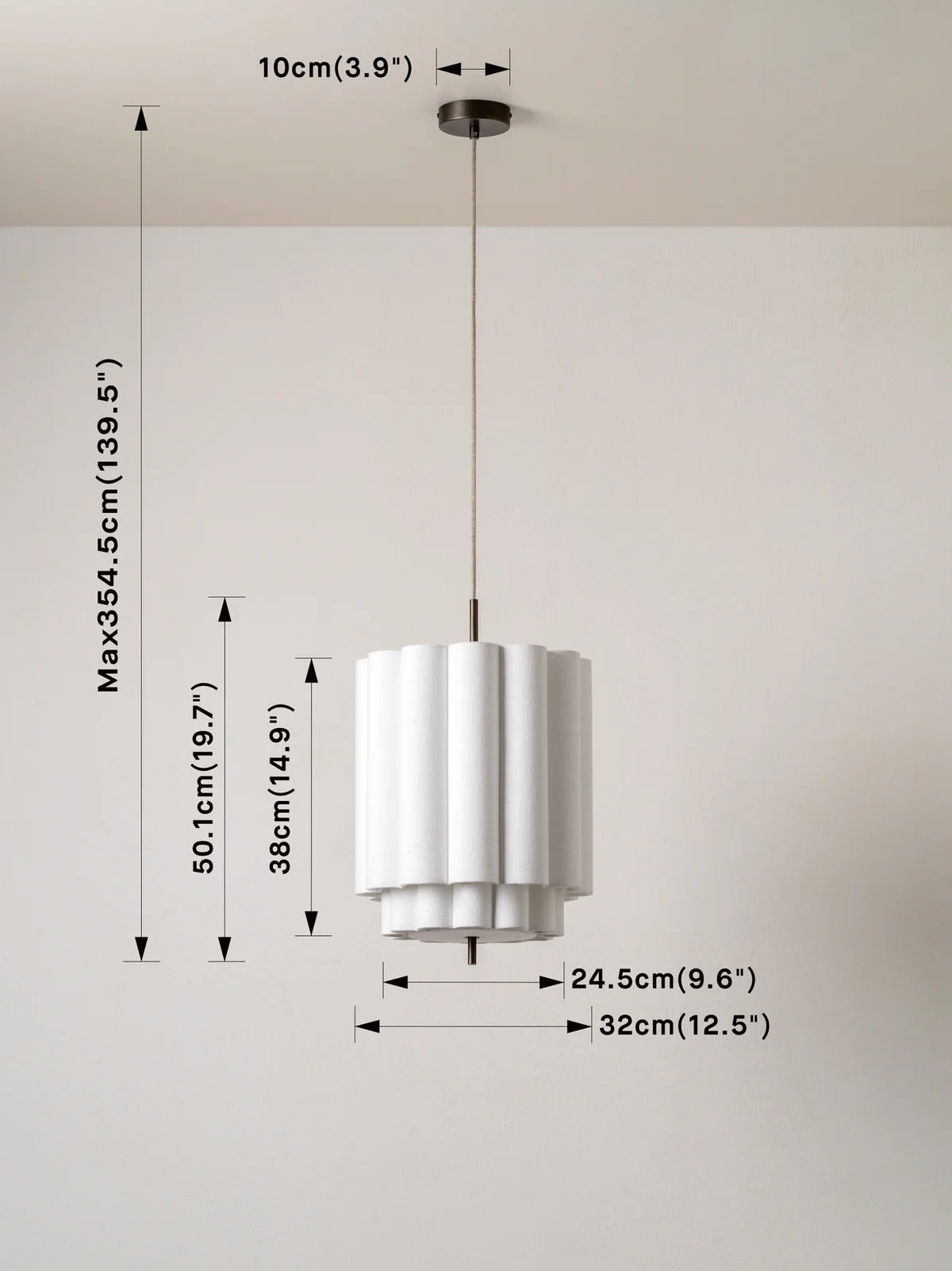 Folia - Small Scalloped Natural Linen Pendant - Ceiling Lights Lights&Lamps Loom Collection Dubai