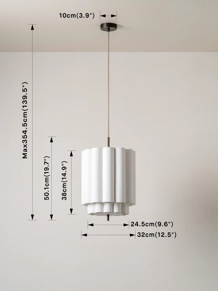 Folia - Small Scalloped Natural Linen Pendant - Ceiling Lights Lights&Lamps Loom Collection Dubai