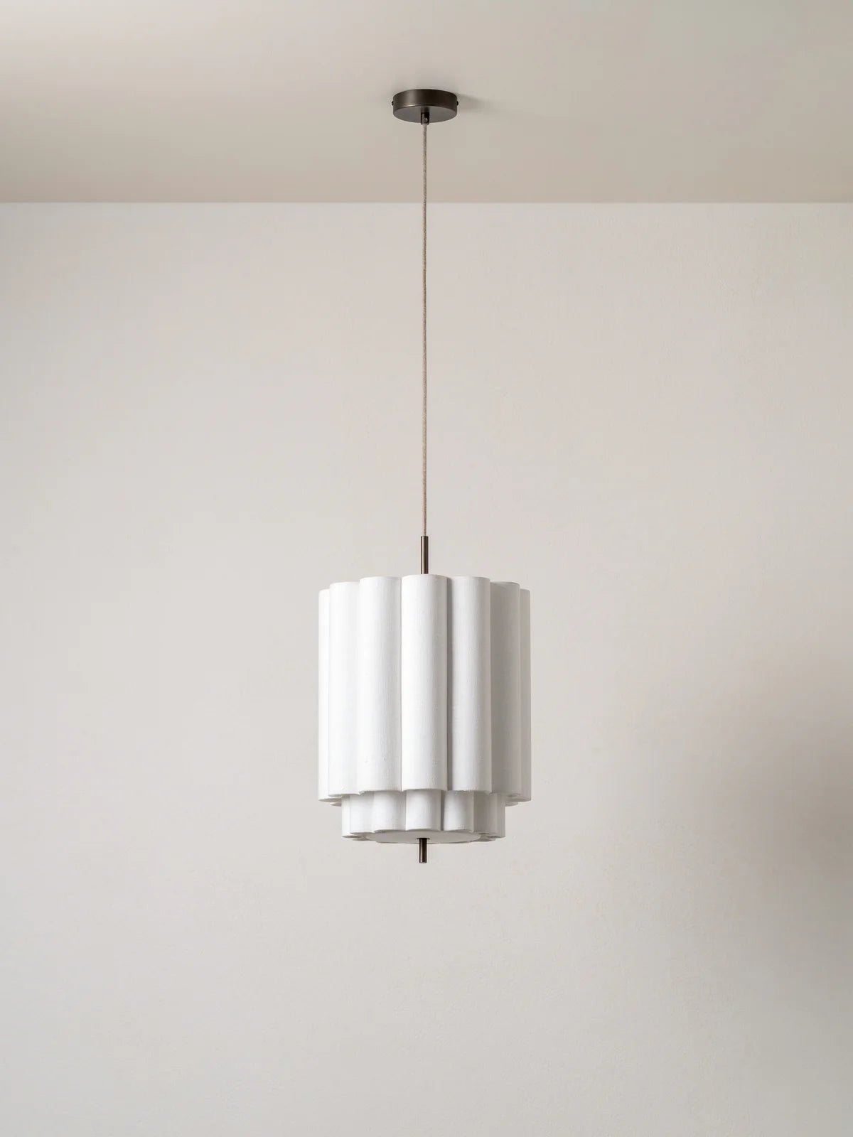 Folia - Small Scalloped Natural Linen Pendant - Ceiling Lights Lights&Lamps Loom Collection Dubai