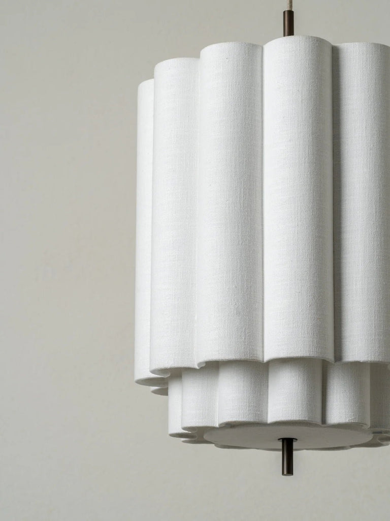 Folia - Small Scalloped Natural Linen Pendant - Ceiling Lights Lights&Lamps Loom Collection Dubai