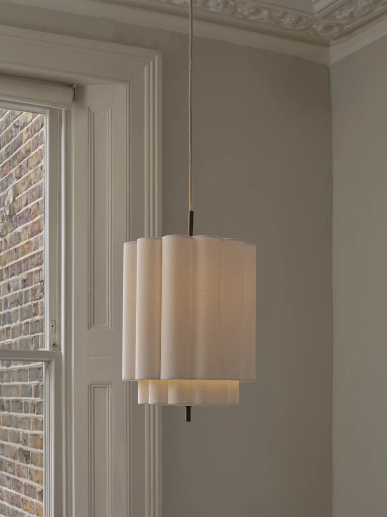 Folia - Small Scalloped Natural Linen Pendant - Ceiling Lights Lights&Lamps Loom Collection Dubai