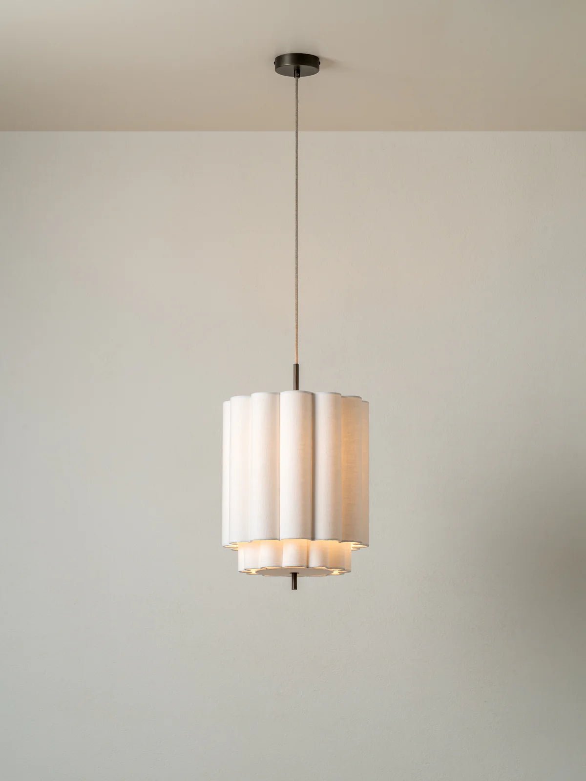 Folia - Small Scalloped Natural Linen Pendant - Ceiling Lights Lights&Lamps Loom Collection Dubai