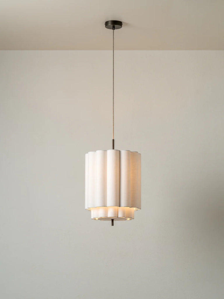 Folia - Small Scalloped Natural Linen Pendant - Ceiling Lights Lights&Lamps Loom Collection Dubai