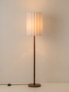 Folia - Walnut Wood And Scalloped Natural Linen Floor Lamp