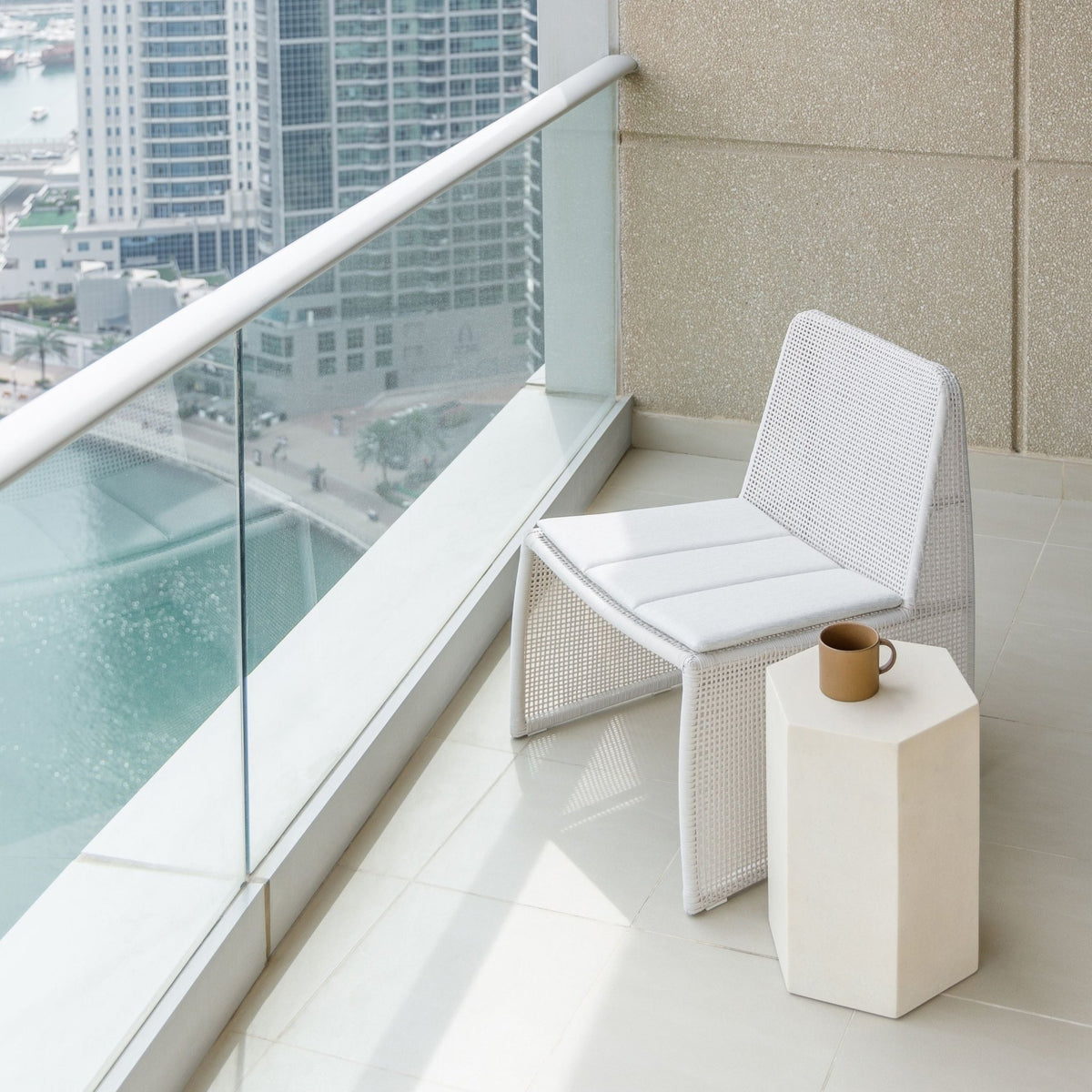 Gabi Stool - Cemento White - Side Tables Loom Collection Loom Collection Dubai