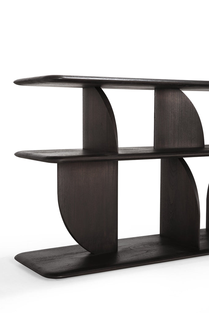 Geometric Console - Varnished Teak - Dark Brown - Loom Collection