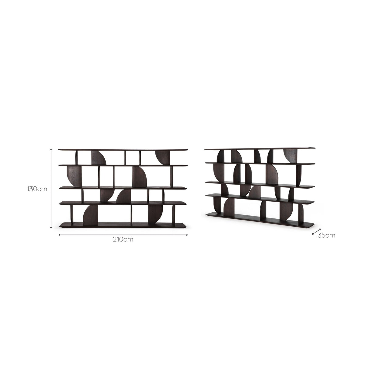 Geometric Rack - Varnished Teak - Dark Brown - Shelving Ethnicraft Loom Collection Dubai