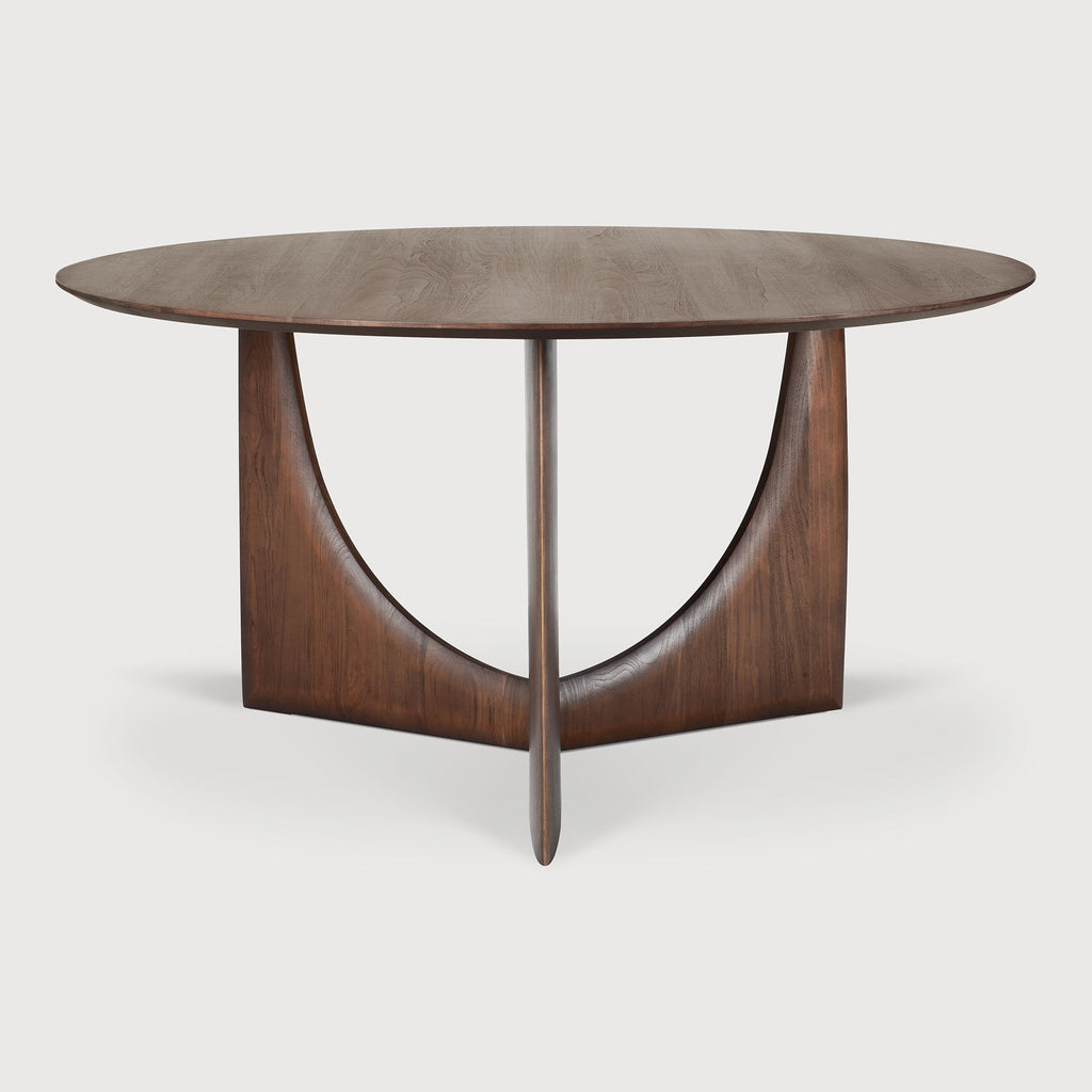 Geometric Round Dining Table - Teak Brown - Loom Collection