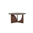 Geometric Round Dining Table - Teak Brown