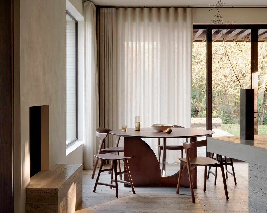 Geometric Round Dining Table - Teak Brown - Loom Collection