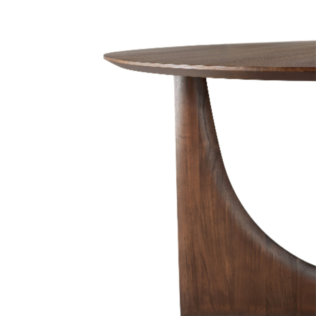 Geometric Round Dining Table - Teak Brown
