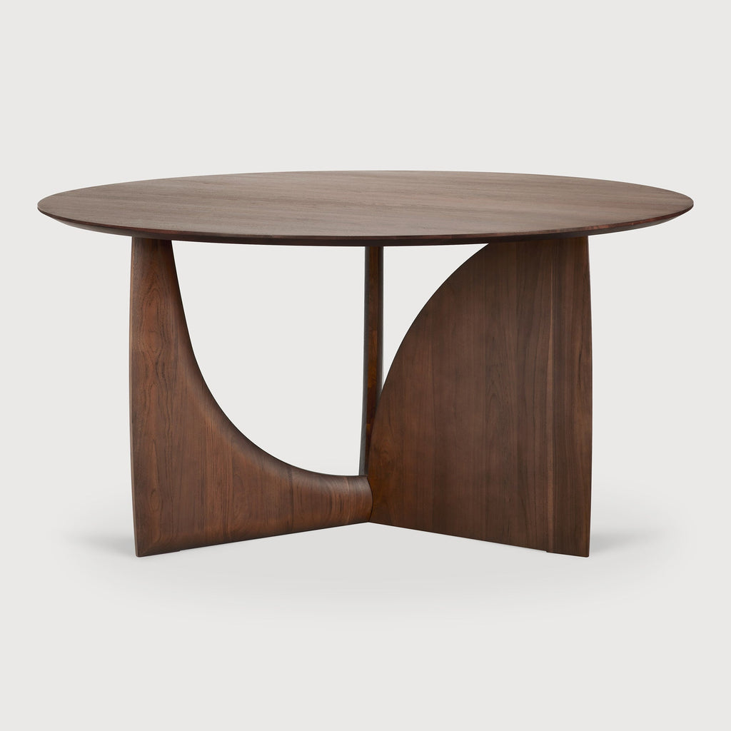 Geometric Round Dining Table - Teak Brown - Loom Collection