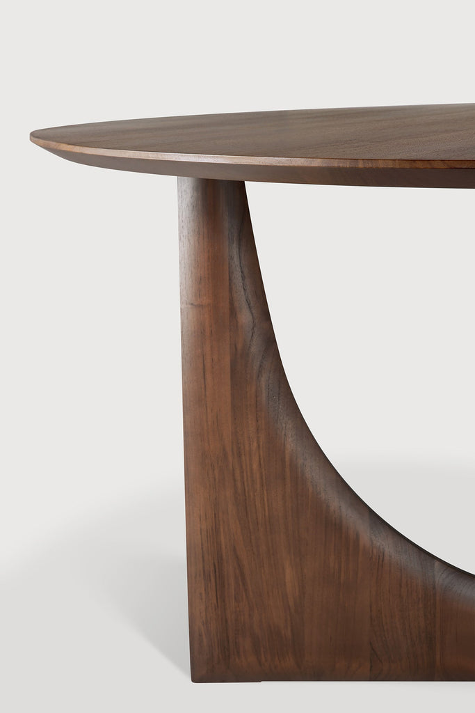 Geometric Round Dining Table - Teak Brown - Loom Collection