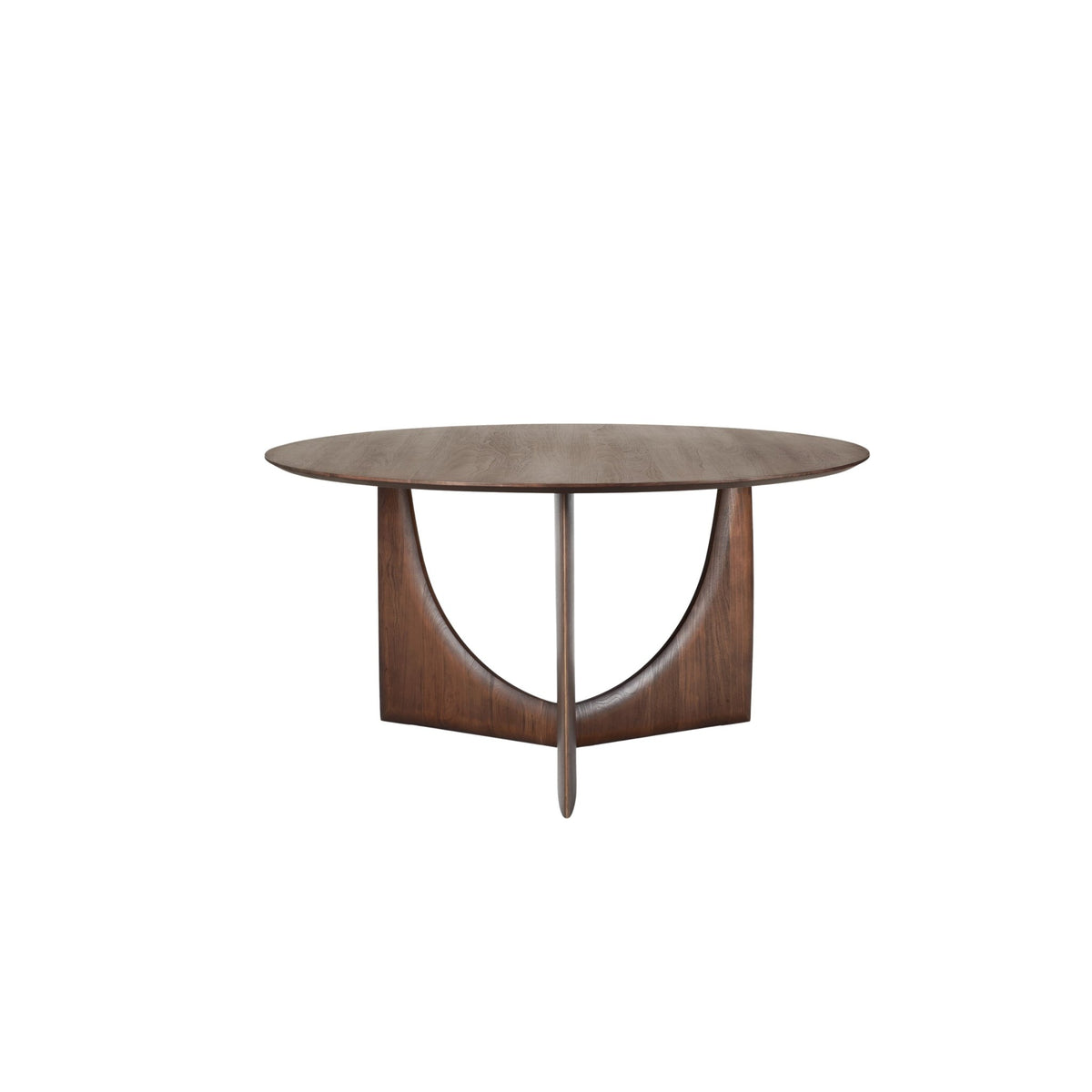 Geometric Round Dining Table - Teak Brown