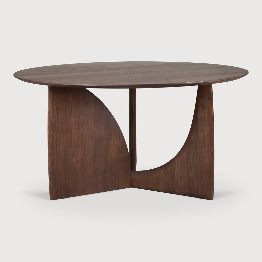 Geometric Round Dining Table - Teak Brown - Loom Collection