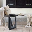 Geometric Side Table - Varnished Oak - Black