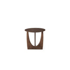 Geometric Side Table - Varnished Teak - Brown
