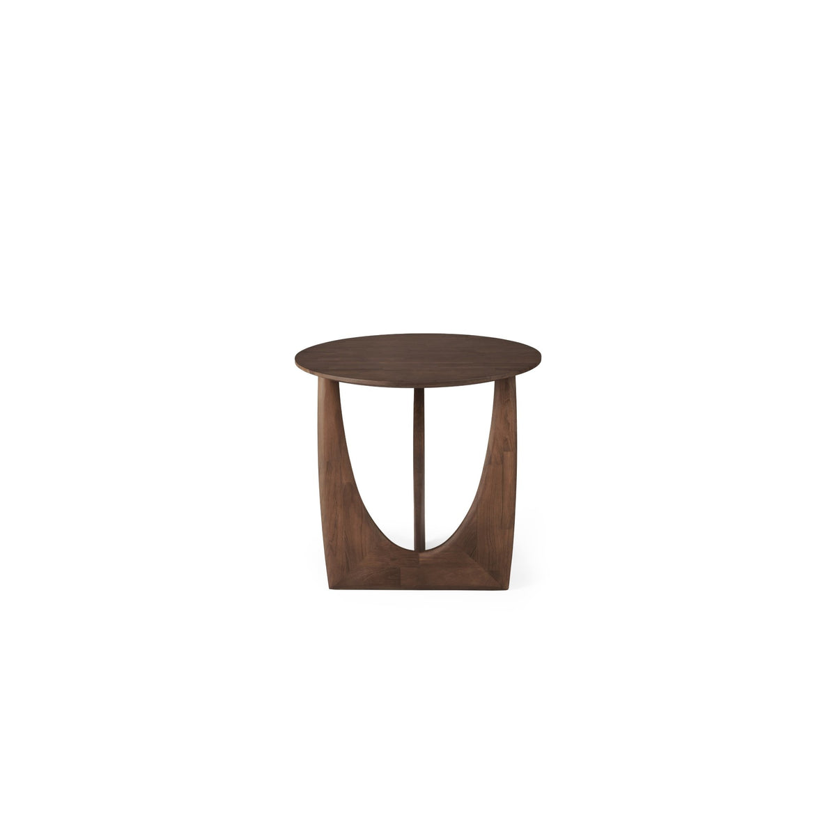 Geometric Side Table - Varnished Teak - Brown