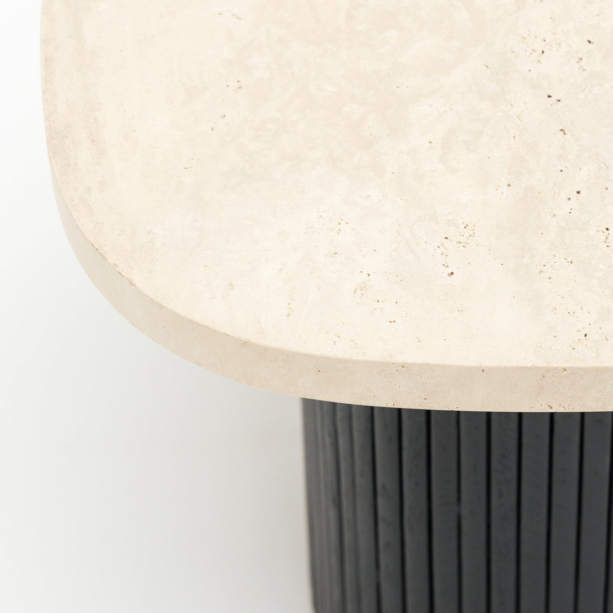 Gion Coffee Table 55 - Black Oak & Travertine
