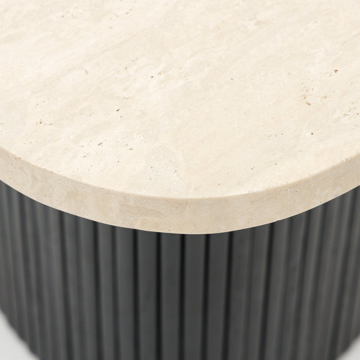 Gion Coffee Table 55 - Black Oak & Travertine
