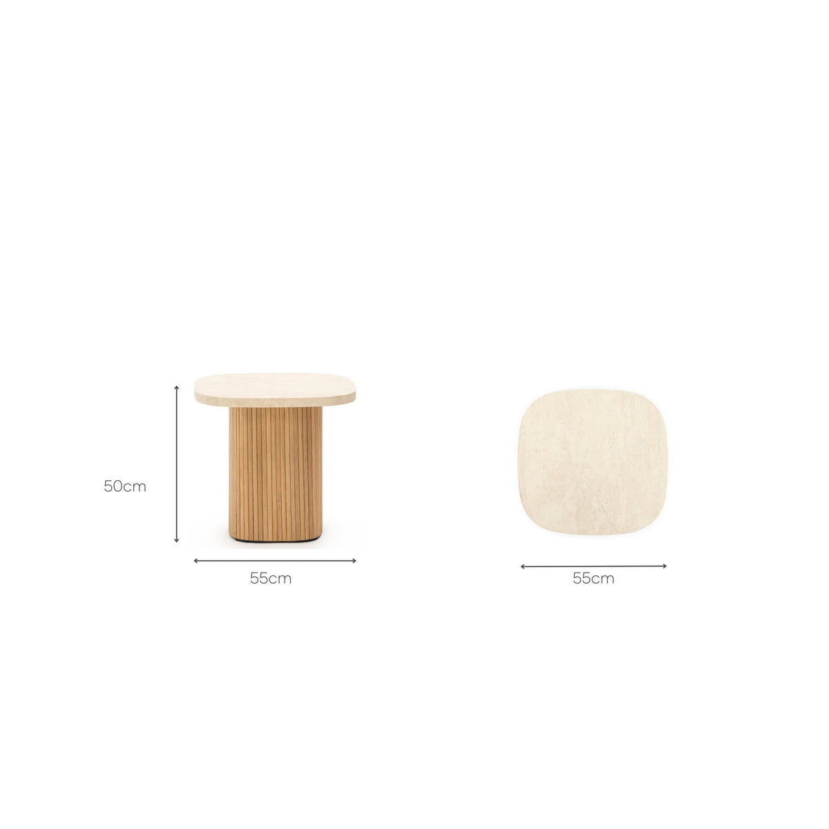 Gion Coffee Table 55 - Light Oak & Travertine