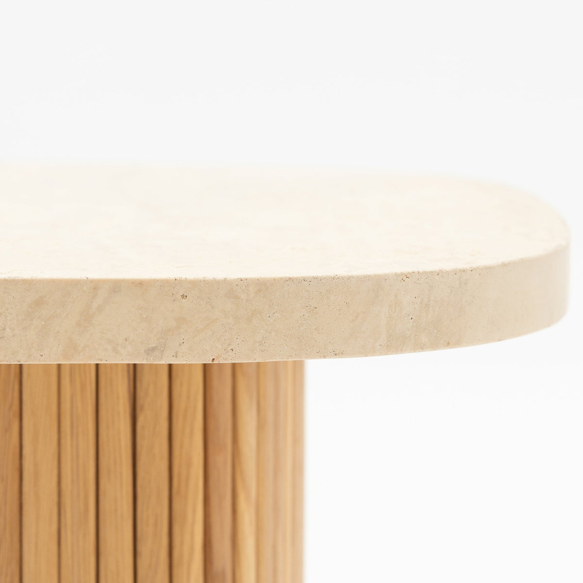 Gion Coffee Table 55 - Light Oak & Travertine
